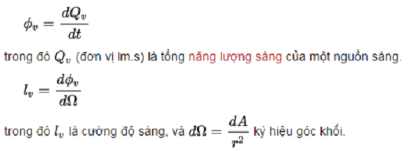  Công thức tính quang thông của đèn led.