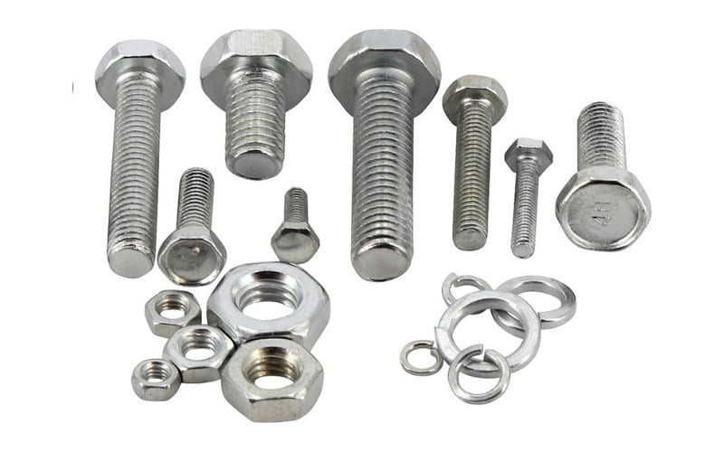 Hình ảnh minh họa các loại bu lông M8, bao gồm cả kích thước như M8x50 cùng con tán và lông đền