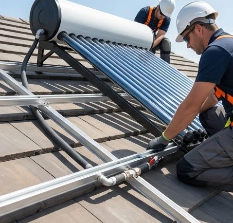 Quy trình lắp đặt máy nước nóng năng lượng mặt trời chuẩn kỹ thuật trên mái nghiêng