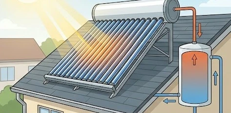Nguyên lý hoạt động của hệ thống máy nước nóng bằng năng lượng mặt trời bền vững