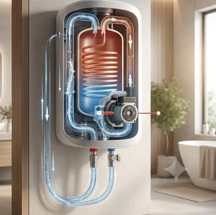 Máy nước nóng trực tiếp tích hợp bơm trợ lực hiện đại