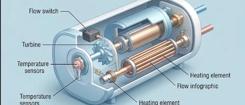 Cấu tạo cảm biến lưu lượng máy nước nóng Panasonic giúp vận hành an toàn và tiết kiệm điện