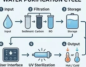 Sơ đồ cơ chế hoạt động của máy lọc nước nóng lạnh