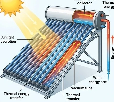 Cấu tạo và cơ chế hoạt động của máy nước nóng ống thủy tinh chân không