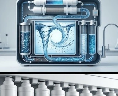 Sơ đồ mô phỏng công nghệ lọc nước RO Vortex hiện đại trong máy Kangaroo