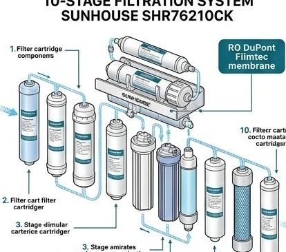 Hệ thống 10 lõi lọc tiên tiến bên trong máy lọc nước Sunhouse SHR76210CK