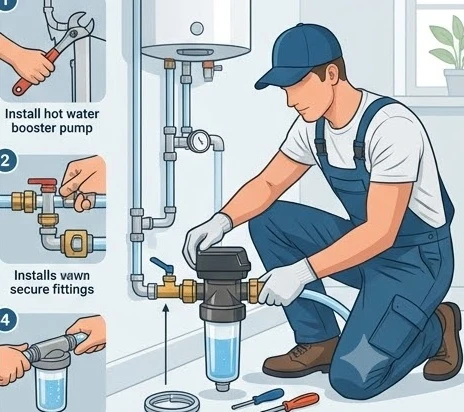 Hướng dẫn lắp đặt hệ thống máy bơm tăng áp nước nóng an toàn tại nhà