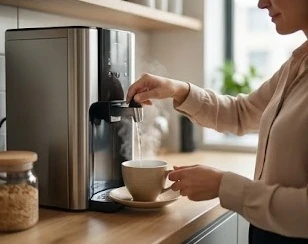 Sử dụng cây nước nóng lạnh giúp tiết kiệm thời gian pha trà tại văn phòng