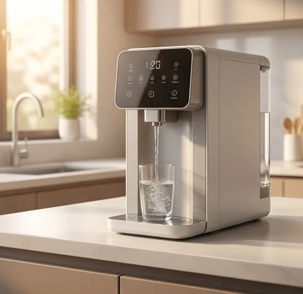 Máy lọc nước nóng lạnh hiện đại cung cấp nước sạch tiện lợi cho gia đình