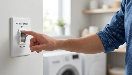 Quy trình bật tắt bình nóng lạnh Rossi bằng công tắc chuyên dụng