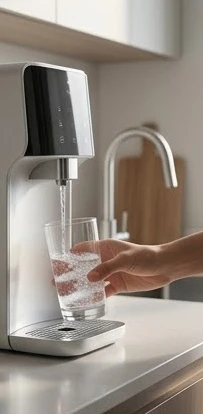 Máy lọc nước nóng lạnh tiện nghi trong không gian bếp gia đình hiện đại